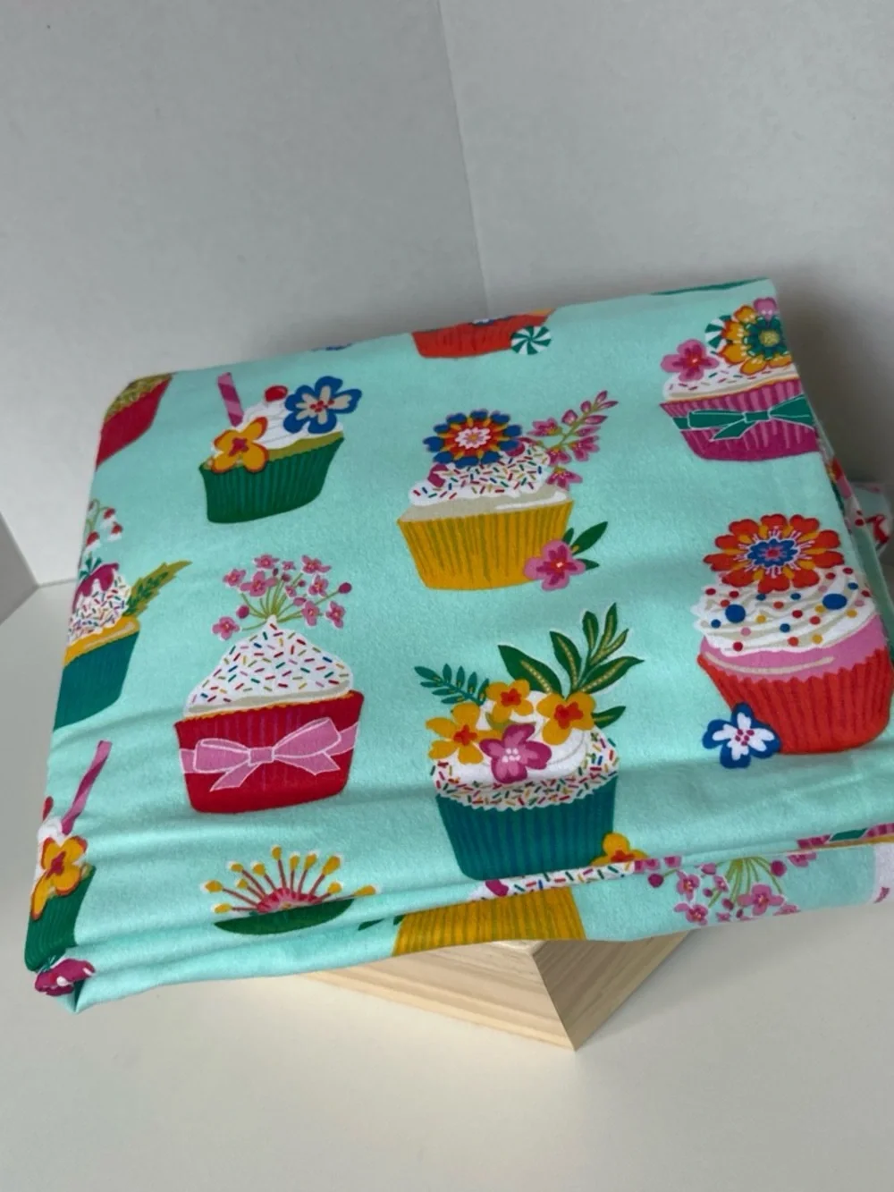 2 Yards Joann Fabrics Snuggle Fleece “More is More Cupcakes” Floral Motif Cotton